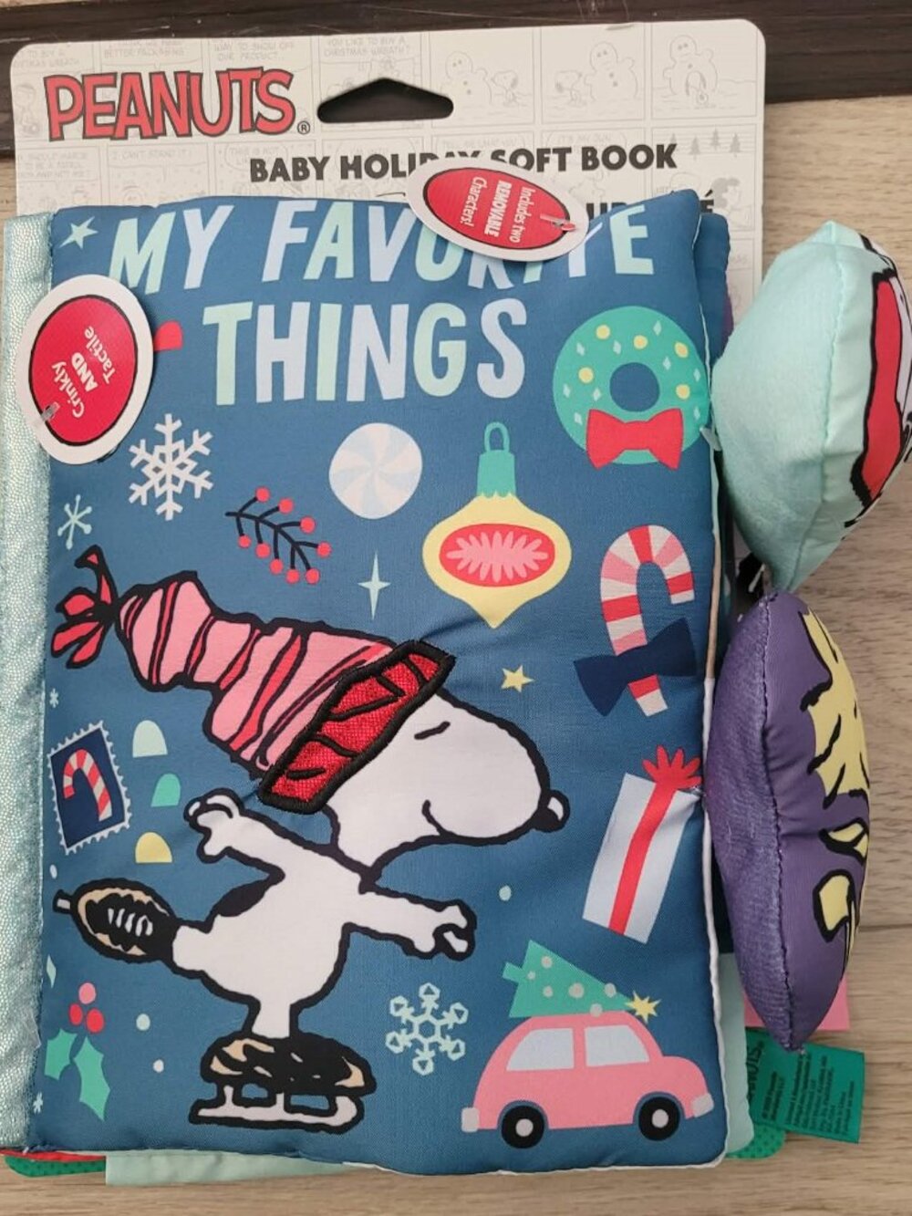 new PEANUTS MY FAVORITE THINGS baby holiday soft BOOK crinkly snoopy woodstock